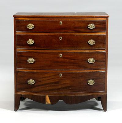 Appraisal: American Federal four-drawer chest cherry and figured mahogany veneers with