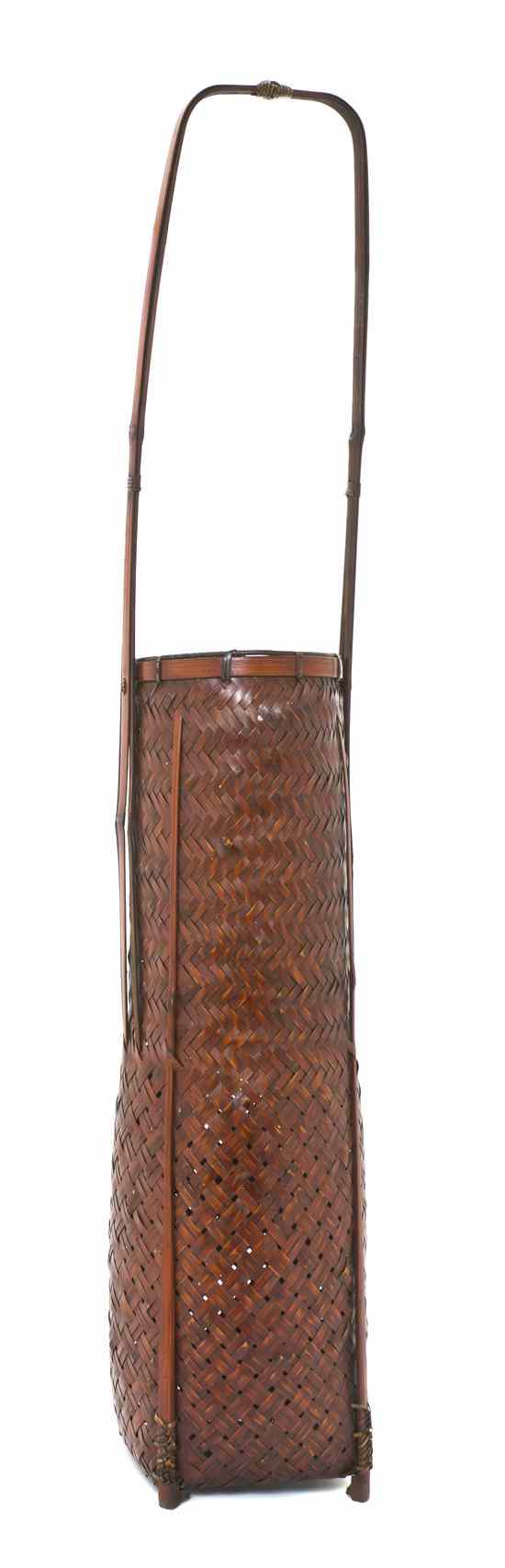 Appraisal: A Japanese Woven Bamboo Tall Ikebana Basket in the manner