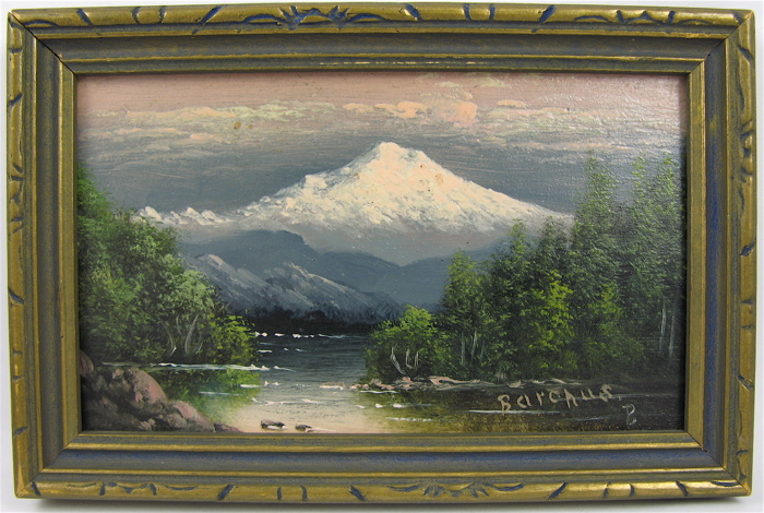 Appraisal: ELIZA R BARCHUS MINIATURE OIL ON PANEL Mt Hood at