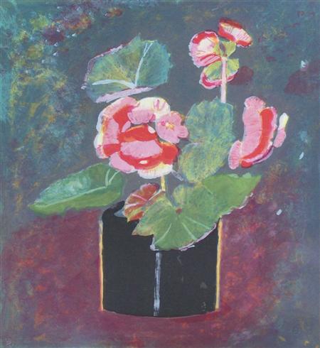 Appraisal: MARY NEWCOMB BRITISH - BEGONIAS Screenprint signed and numbered unframed