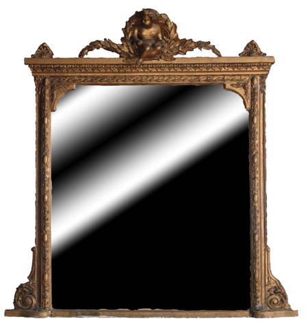 Appraisal: A Victorian giltwood overmantel mirror surmounted by a Cupid on