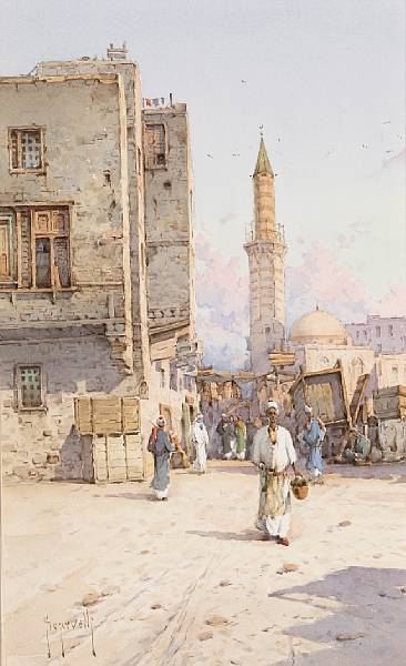 Appraisal: Spyridon Scarvelli Greek - A street scene in Mousky Cairo