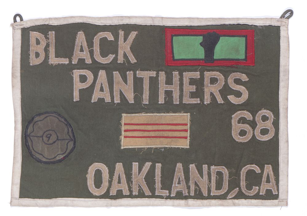 Appraisal: Rare Vintage Black Panthers Textile Banner Rare Vintage Black Panthers