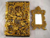 Appraisal: An Oriental carved and gilt pierced wooden wall plaque or