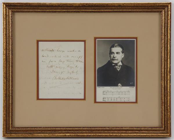 Appraisal: Sir Arthur Sullivan - English Composer Handwritten Note Signature framed