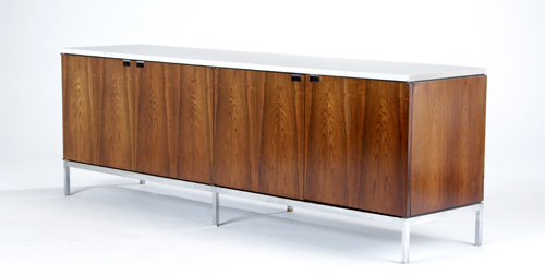 Appraisal: FLORENCE KNOLL KNOLL Rosewood four-door credenza with marble top x