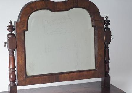 Appraisal: QUEEN ANNE WALNUT DRESSING MIRROR NOW ON A FEDERAL BASE