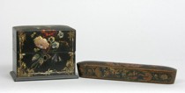 Appraisal: Inlaid Papier Mache Writing Accessories - Distinctively designed papier mache