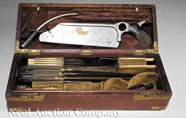 Appraisal: An Antique American Civil War-Era Field Surgeon's Kit c mahogany