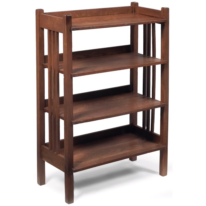 Appraisal: Stickley Brothers magazine stand four shelves with three vertical spindles