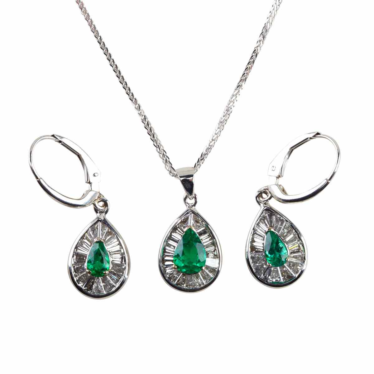 Appraisal: k White Gold Pendant And Earrings each set with a