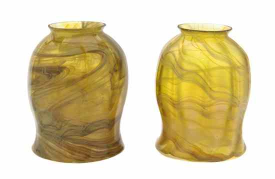 Appraisal: A Pair of Favrile Glass Seaweed Shades Tiffany Studios each