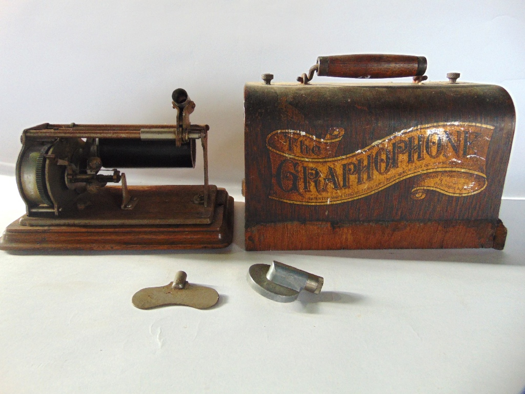 Appraisal: A small th century timber cased phonograph - The Graphophone