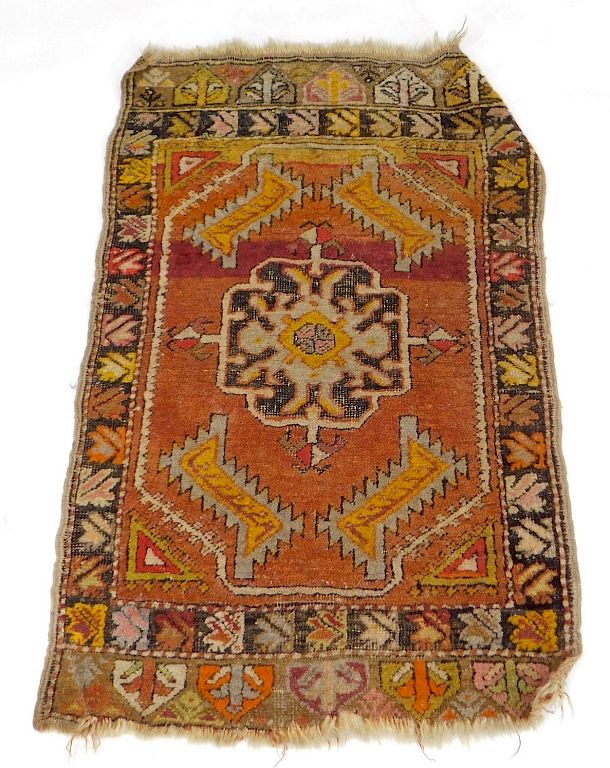 Appraisal: C Turkish Oushak Geometric Earth Tone Carpet Turkey th Century