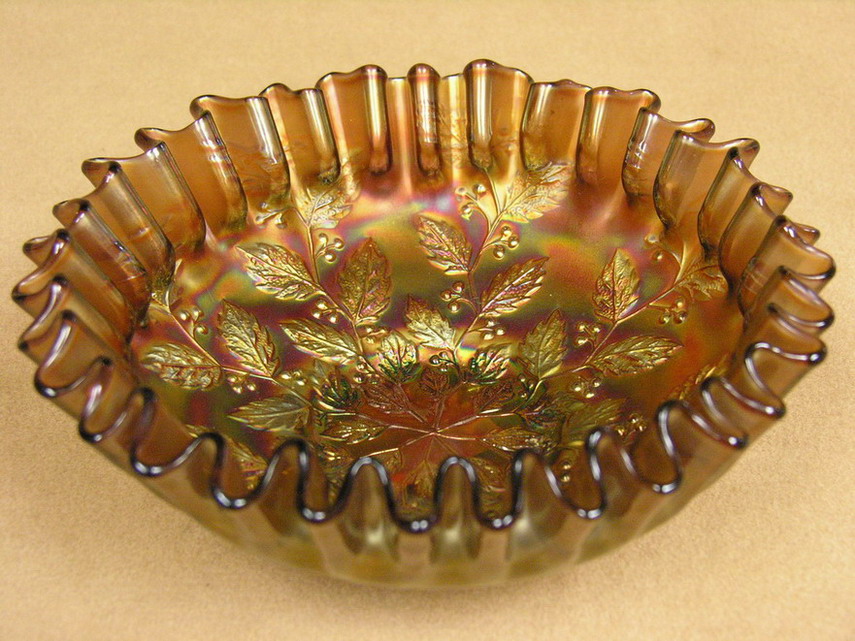 Appraisal: HOLLY AMETHYST CARNIVAL GLASS BOWL Size diameter