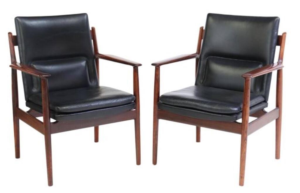 Appraisal: pair Mid-century modern rosewood armchairs Arne Vodder Danish - for