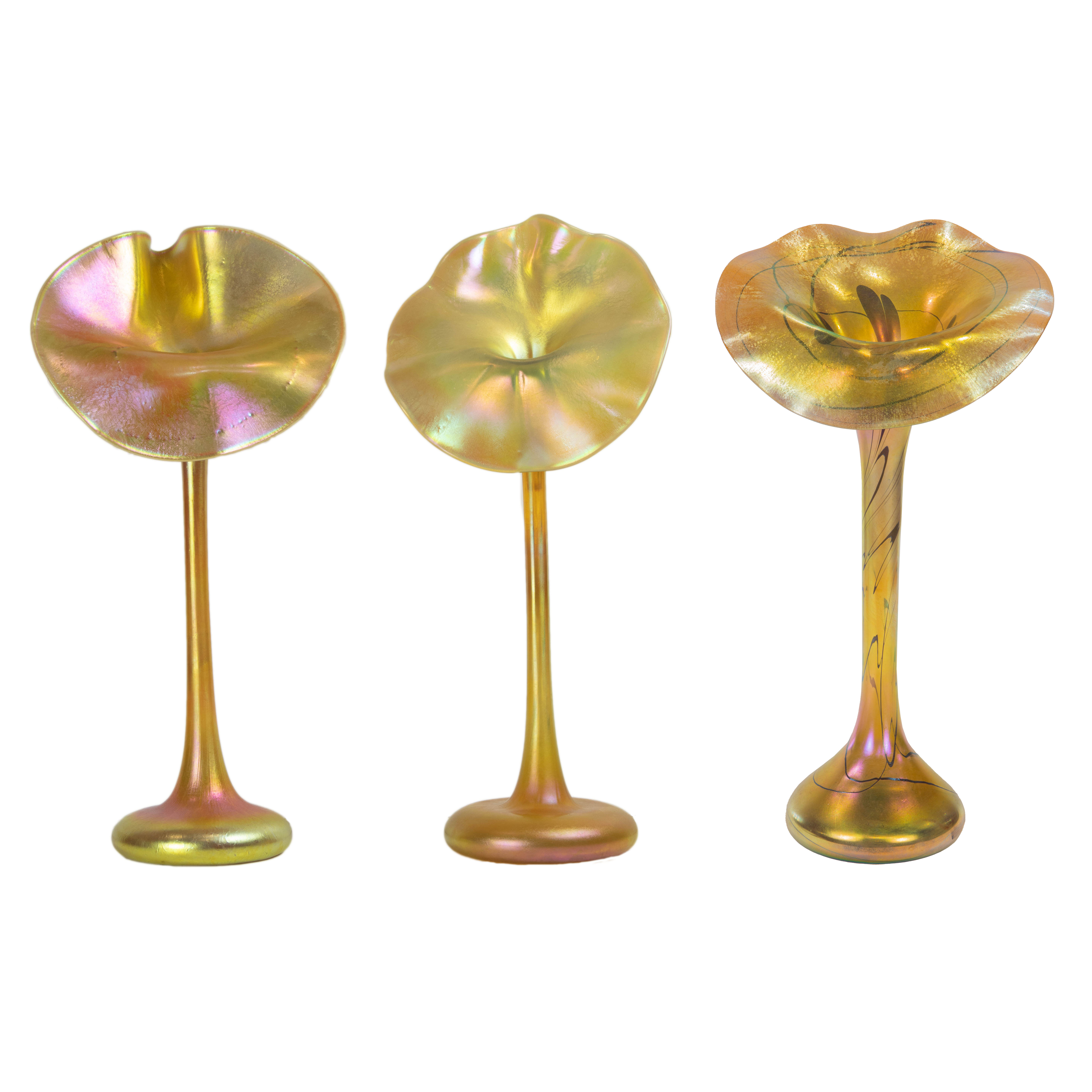 Appraisal: LOT OF LARGE LUNDBERG STUDIOS GOLD IRIDESCENT GLASS JACK IN