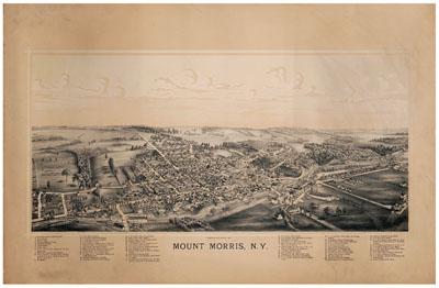 Appraisal: Mount Morris New York lithograph bird's-eye view published by Burleigh