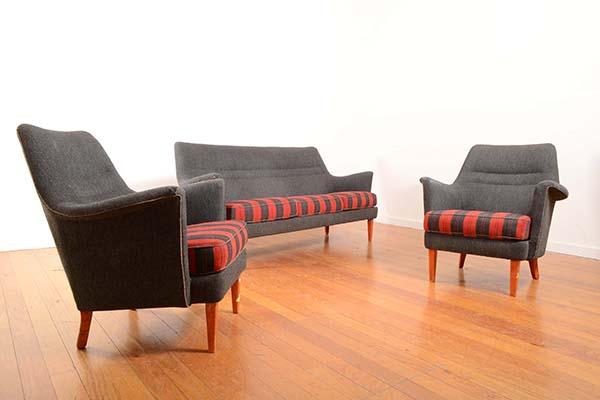 Appraisal: A DANISH THREE PIECE SUITE c A DANISH THREE PIECE