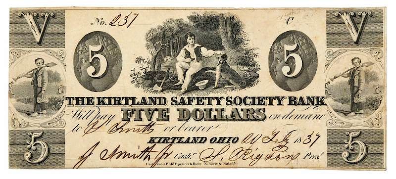 Appraisal: Kirtland Safety Society Bank Note denomination popular note from Mormon