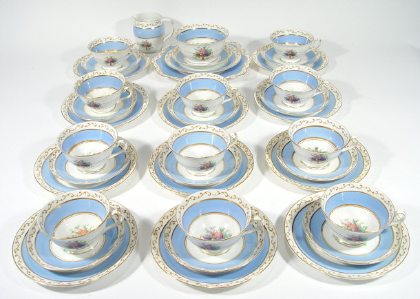 Appraisal: Foley china place tea service printed with fruit and flowers