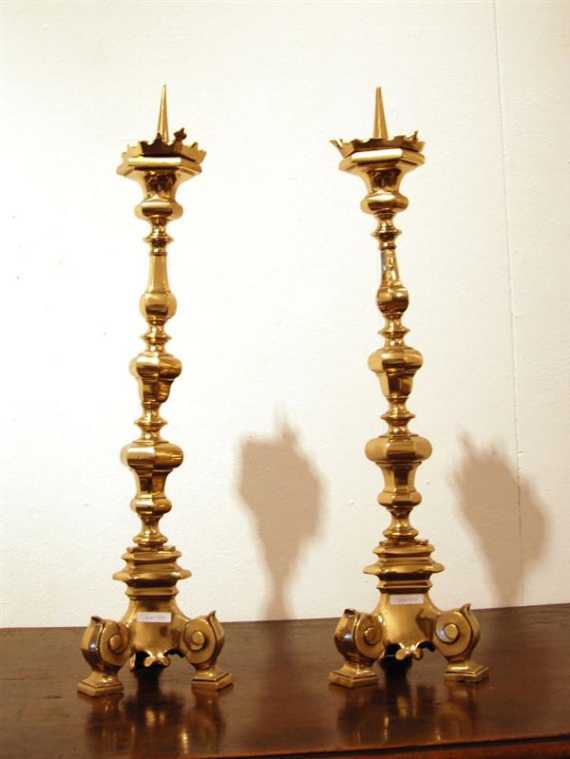 Appraisal: PAIR OF BRONZE CANDLE HOLDERS Late Baroque German th century