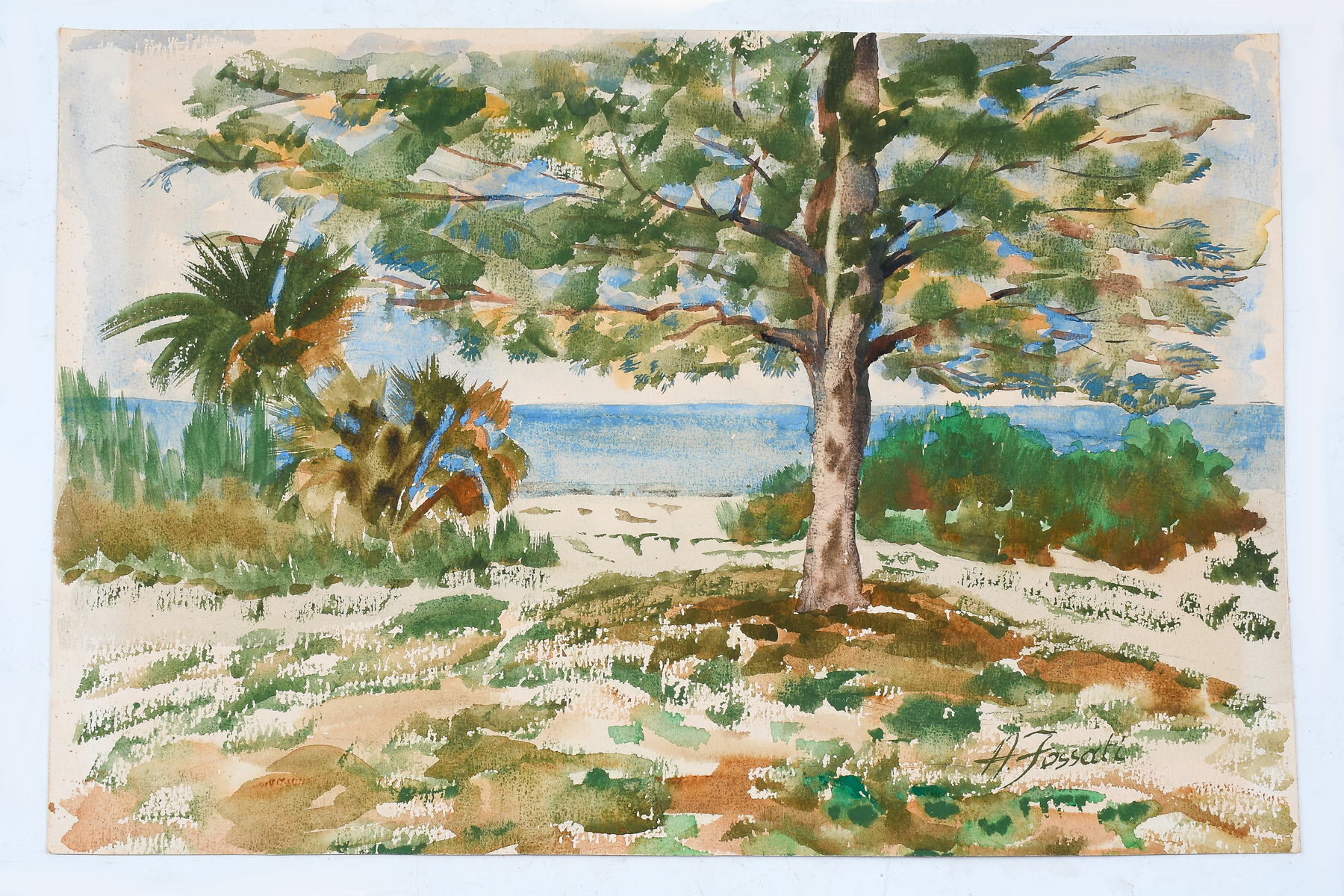 Appraisal: FOSSATI Alfredo - ''Beach at Fort Desoto Florida'' Watercolor ''