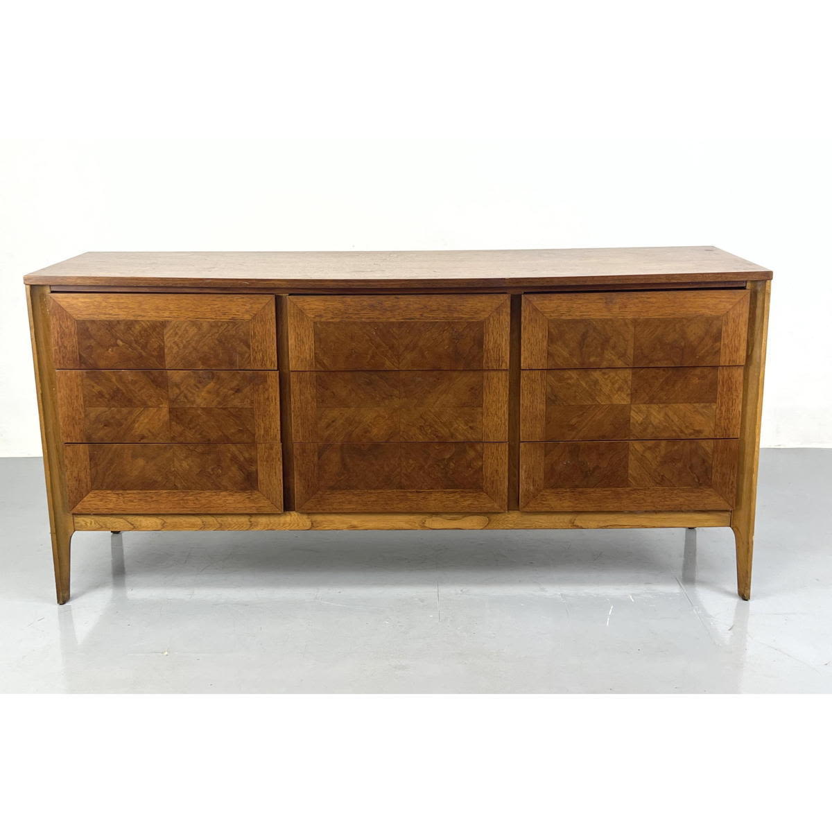 Appraisal: LANE American Modern Walnut Dresser Credenza Drawers with Framed X