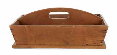 Appraisal: Tiger maple utensil tray ca h