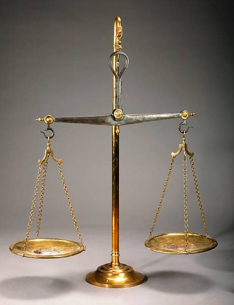 Appraisal: A pair of Continental large brass and steel counter balance