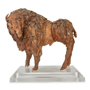 Appraisal: A Clay and Straw Sculpture of a Buffalo th Century