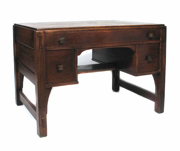 Appraisal: A Limbert Arts and Crafts oak pedestal desk height in