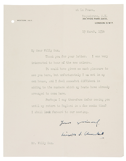 Appraisal: CHURCHILL WINSTON Typed Letter Signed Yours sincerely Winston S Churchill