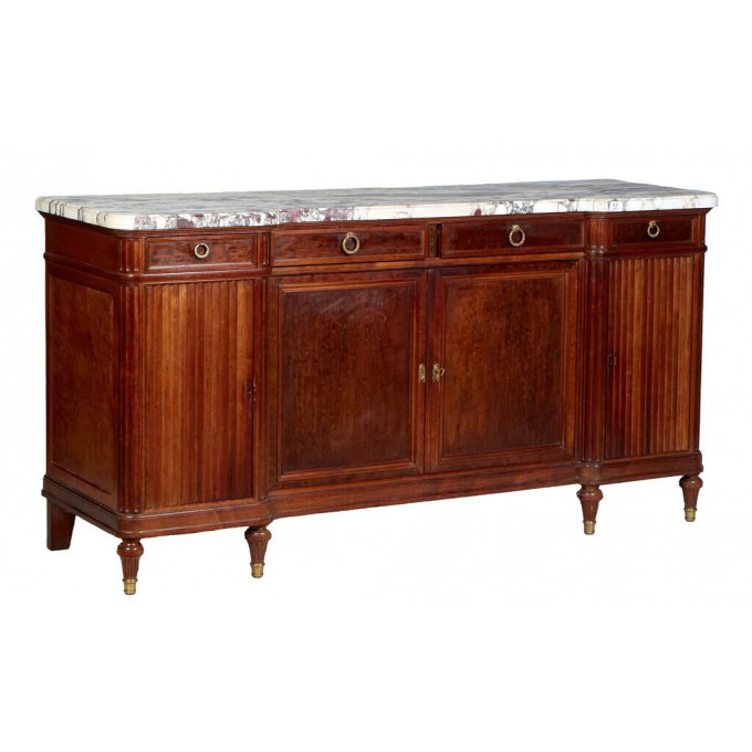 Appraisal: French Louis XVI Style Carved Walnut Marble Top Sideboard th