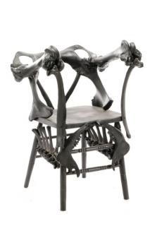 Appraisal: Modernist Macabre Cow Bone Specimen Chair American th century A