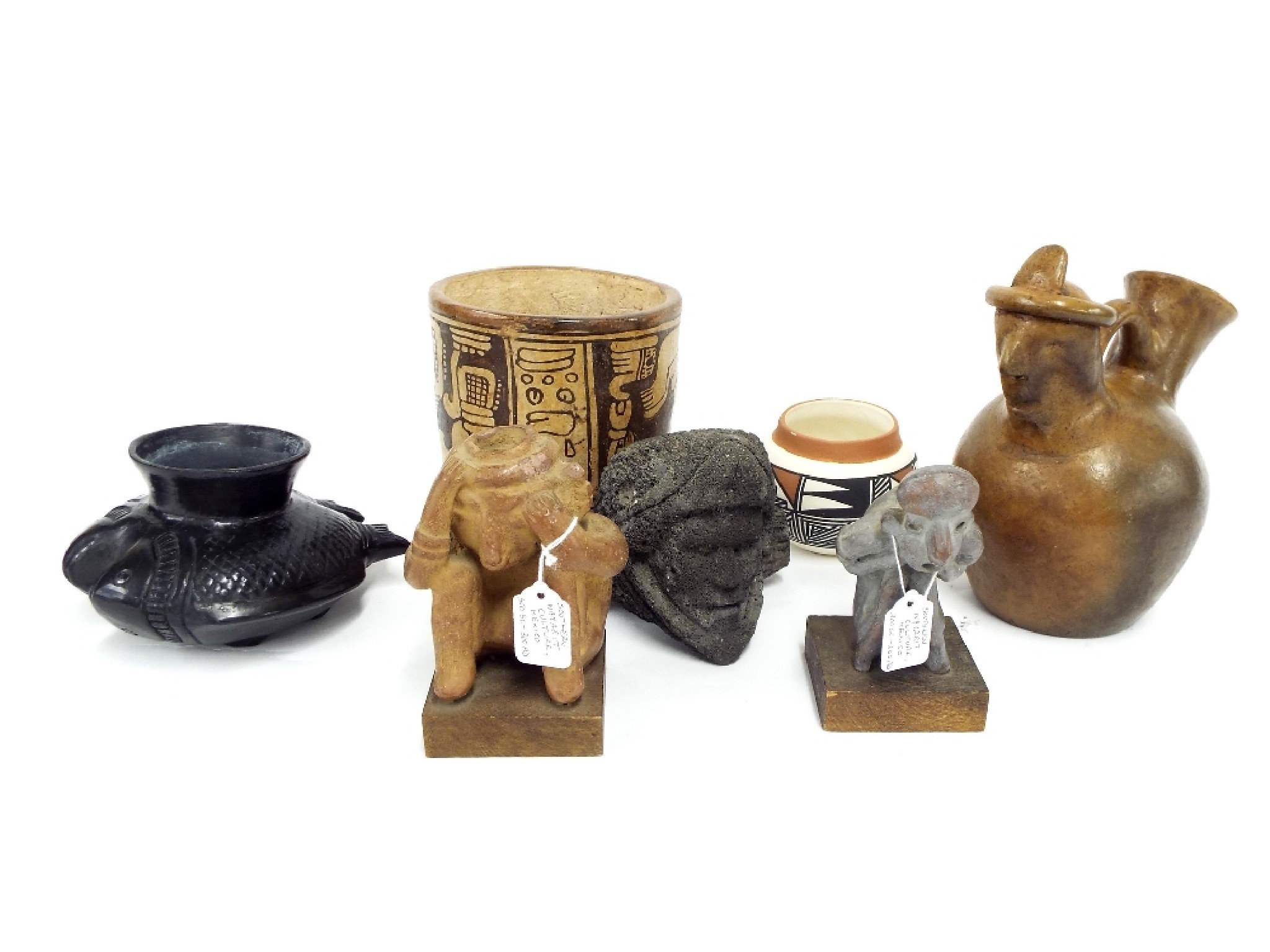 Appraisal: Interesting collection of pre-Colombian antiquities to include andesite head of