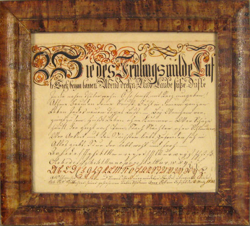 Appraisal: Berks County Pennsylvania ink and watercolor fraktur dated together with