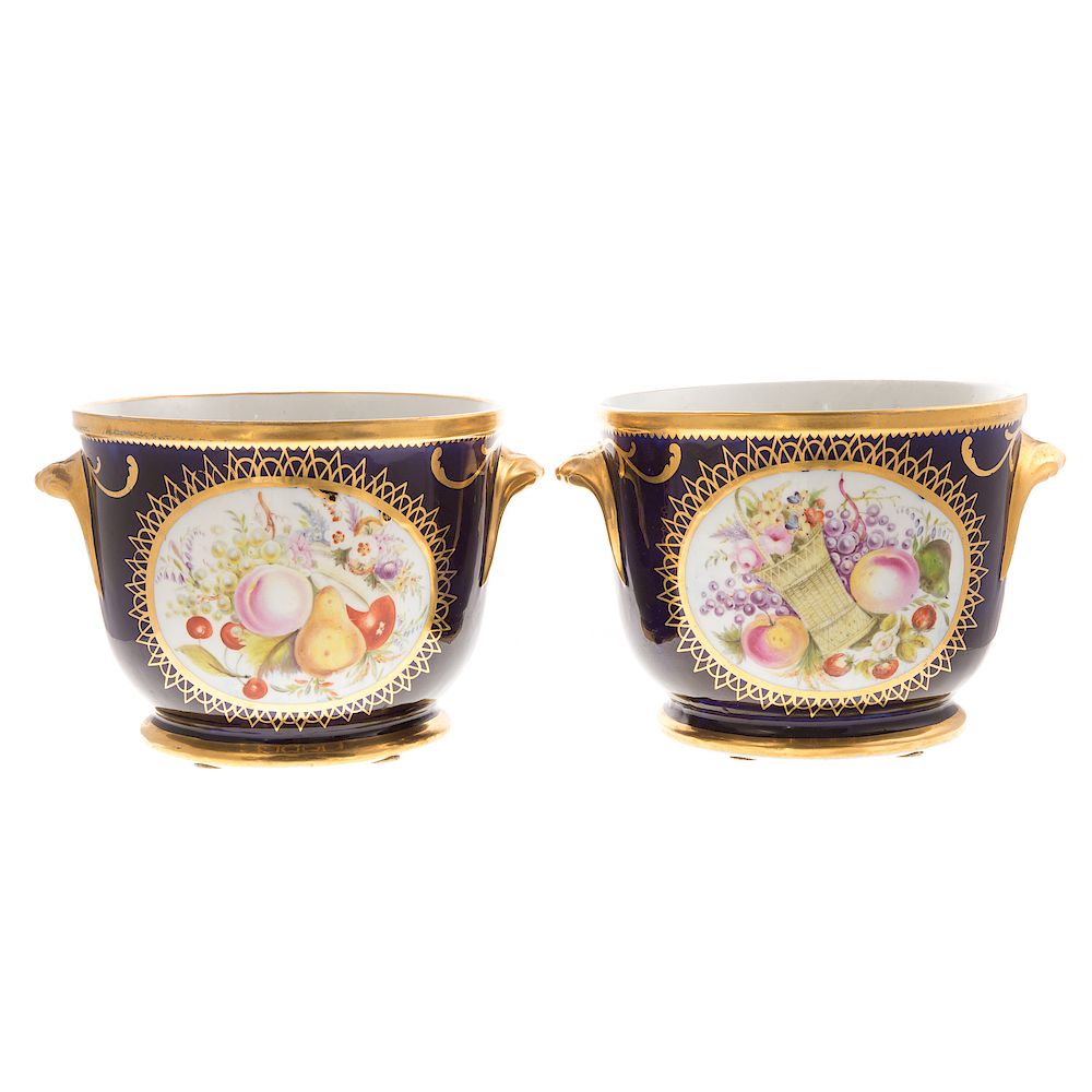 Appraisal: Pair English porcelain cache pots second quarter- th century each