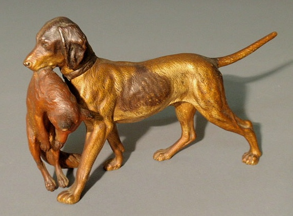 Appraisal: Cold painted bronze pointer with fox impressed mark on underside