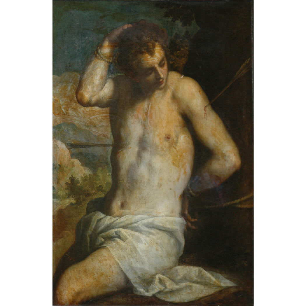 Appraisal: Follower of Jacopo Tintoretto St Sebastian Oil on canvas x