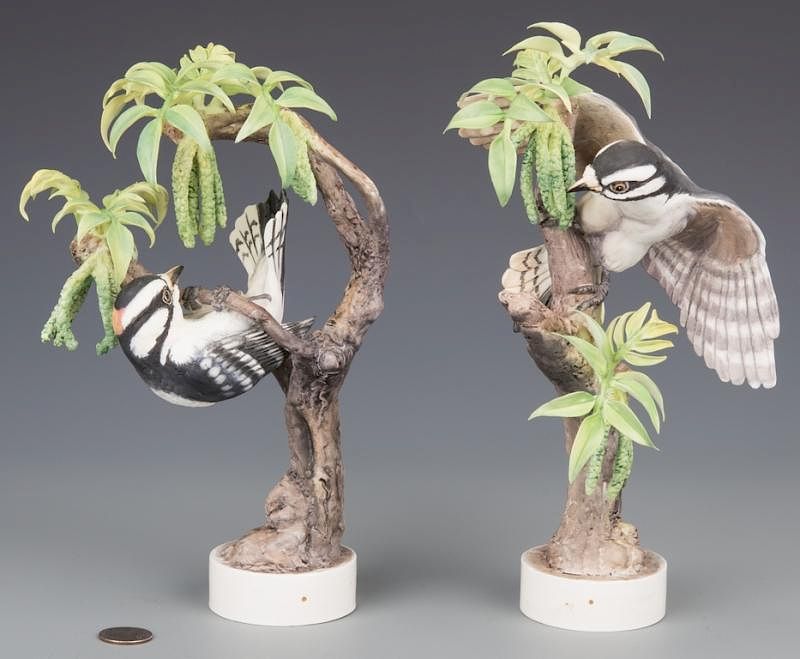 Appraisal: Pair Dorothy Doughty Downy Woodpeckers Pair Royal Worcester porcelain birds