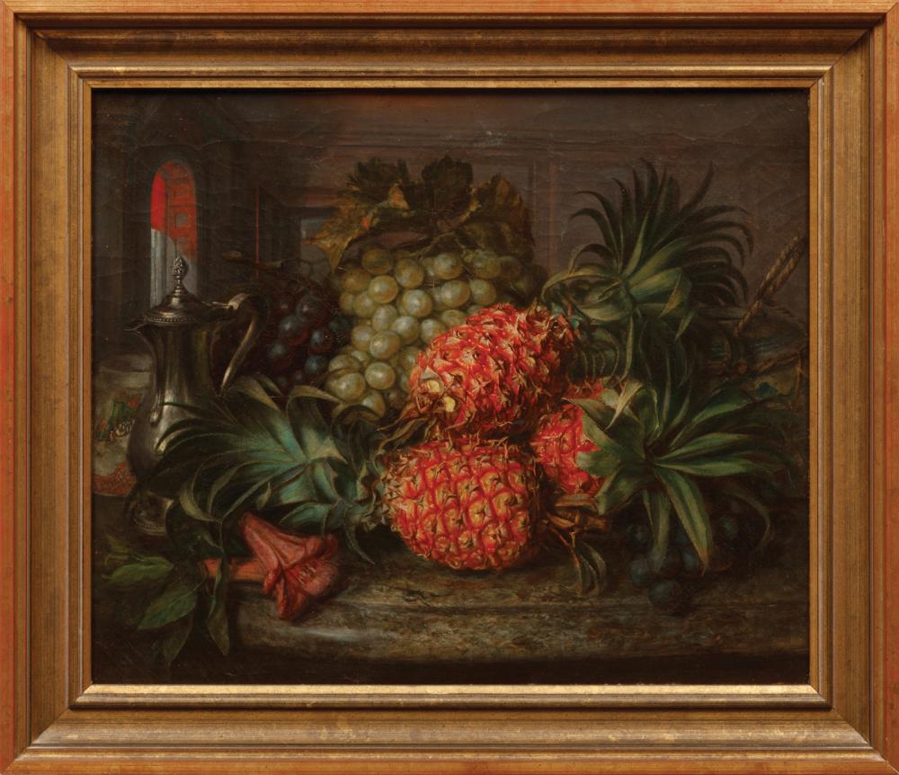 Appraisal: Continental School th c Still Life with Pineapples and Grapes