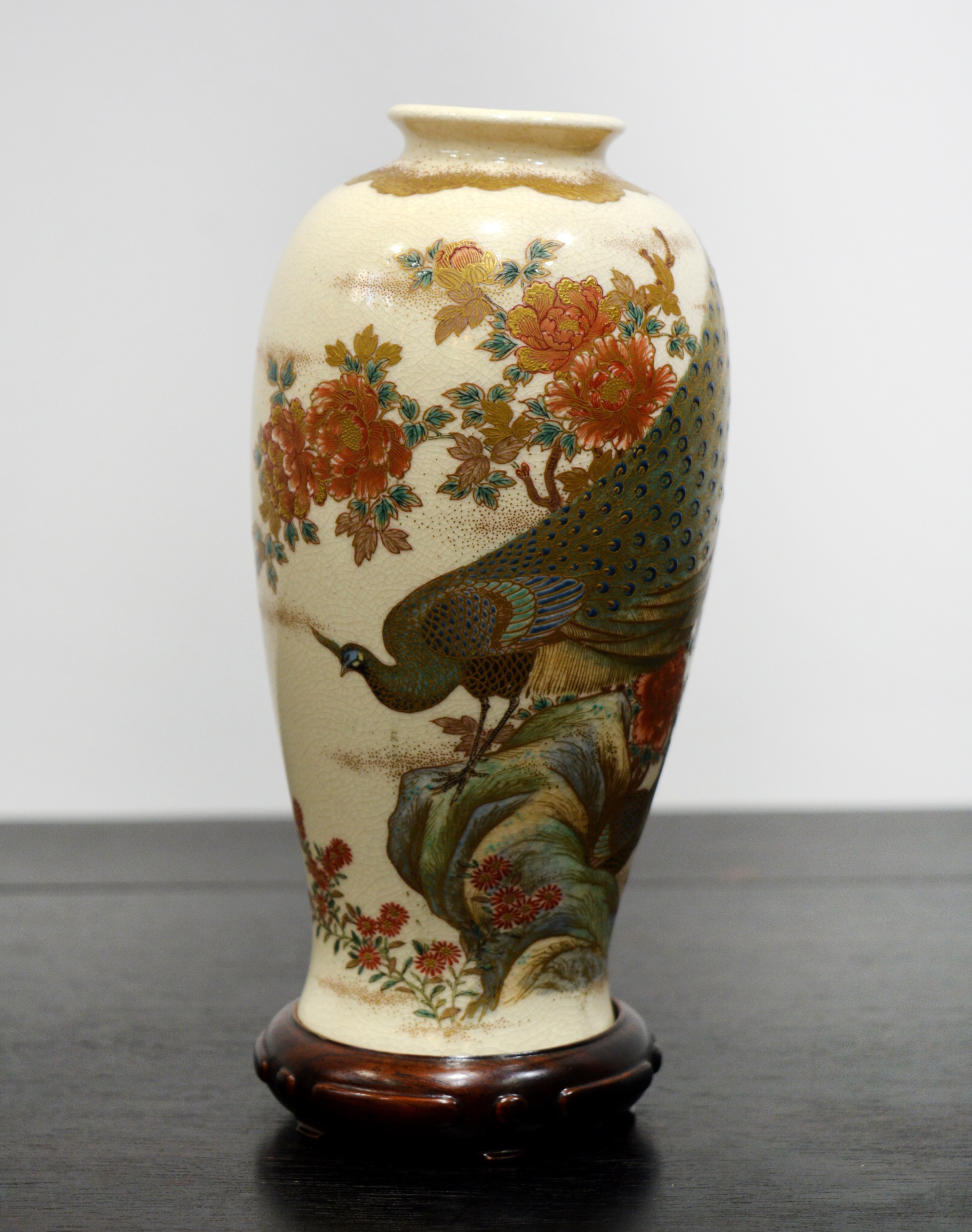 Appraisal: Kyoto Satsuma inverted baluster vase Japanese late Meiji decorated with