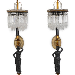 Appraisal: A Pair of Neoclassical Style Gilt Metal Ebonized and Cut