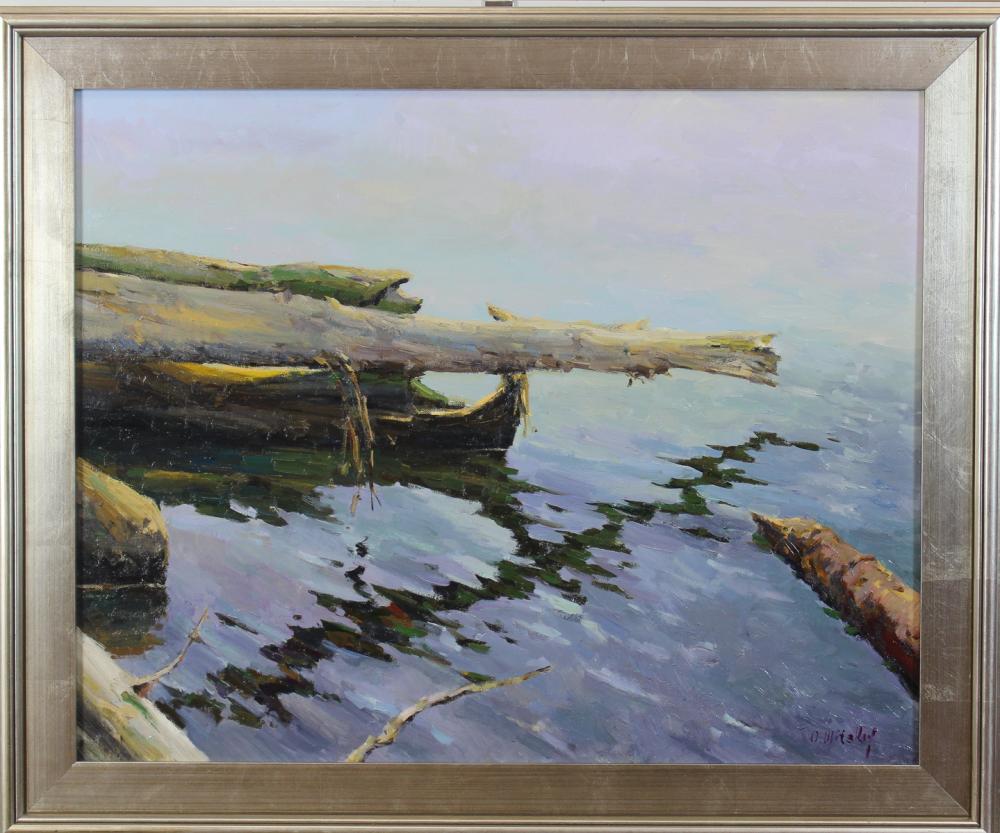 Appraisal: OLEG ULITSKIY Washington Ukraine born oil on canvas Reflections driftwood