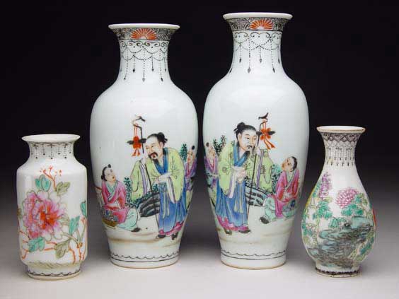 Appraisal: FOUR EARLY REPUBLIC VASES Group of four Chinese Early Republic