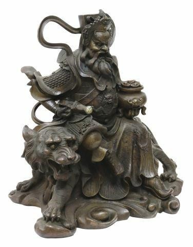 Appraisal: Chinese patinated bronze sculpture Zhao Gong Ming God of Wealth