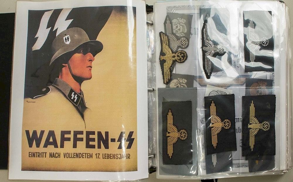 Appraisal: rd Reich Cloth Insignia Items Large Binder Lot of items