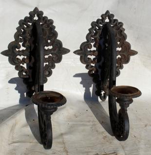 Appraisal: Pair of English wrought iorn wall sconces Pair of English