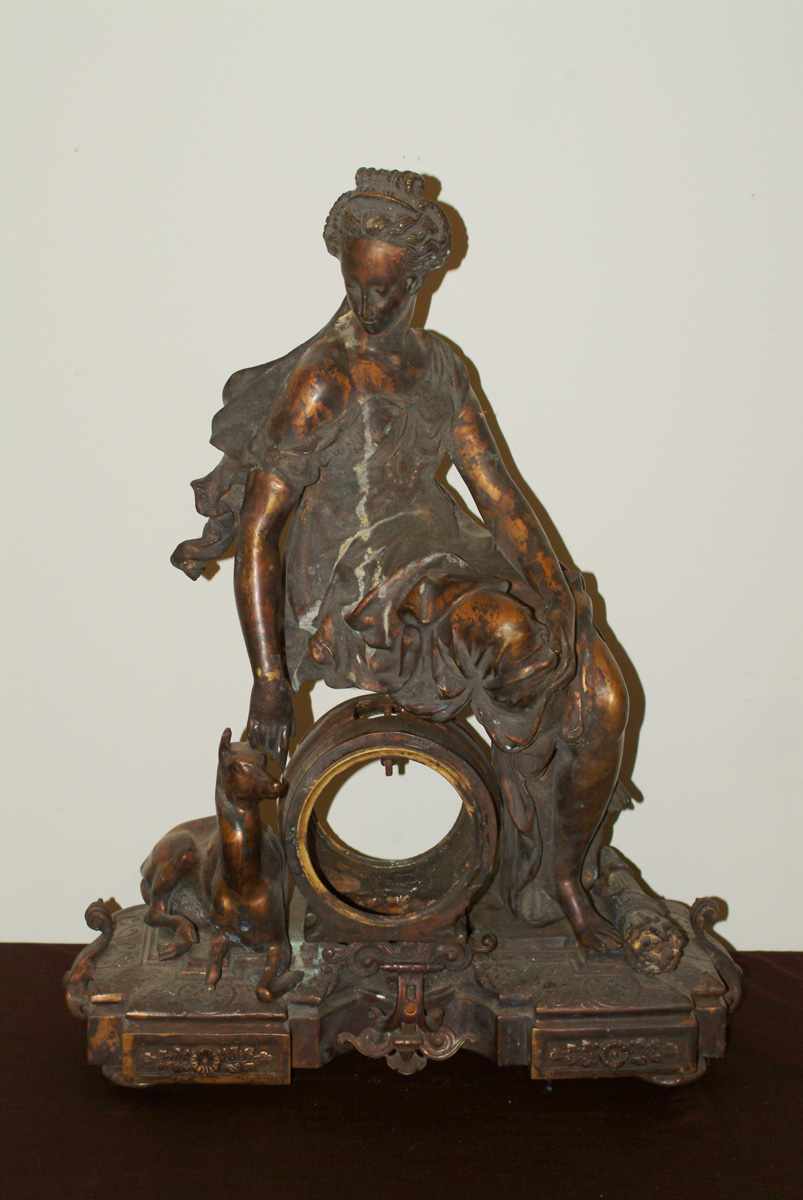 Appraisal: Bronze Figural Clock Case Ht ''E